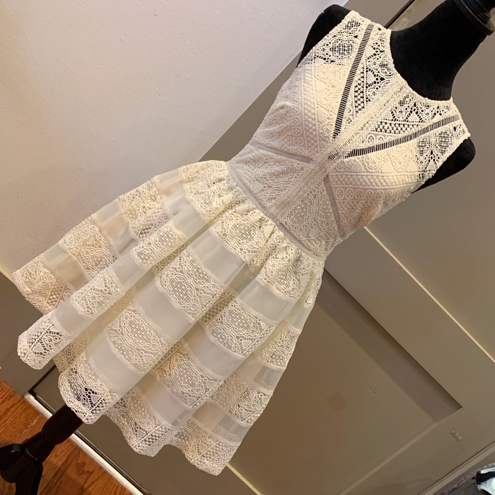 Adelyn Rae Cream Lace Dress